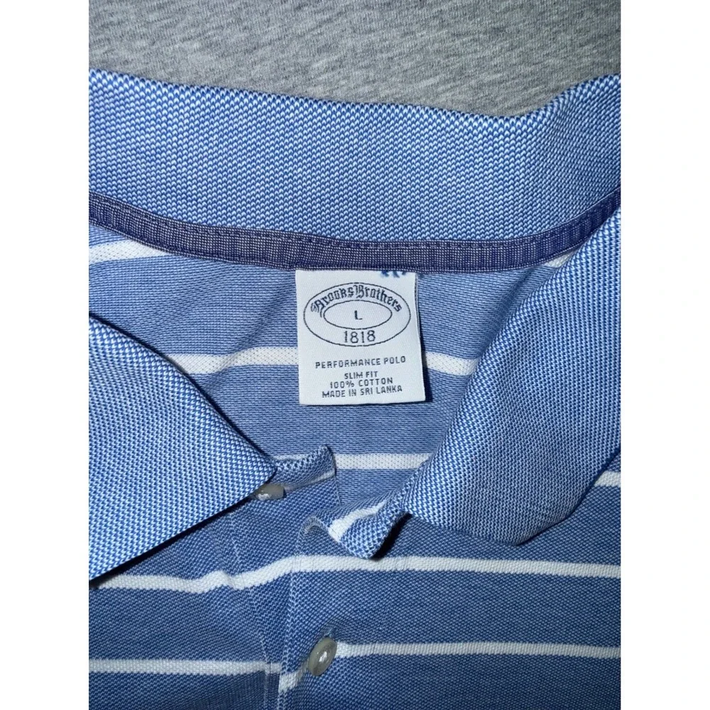 Brooks Brothers Mens Slim Fit Striped Polo Shirt Blue Preppy SEE NOTES ON SIZING